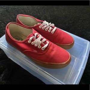 Vans low top, red with gum bottoms